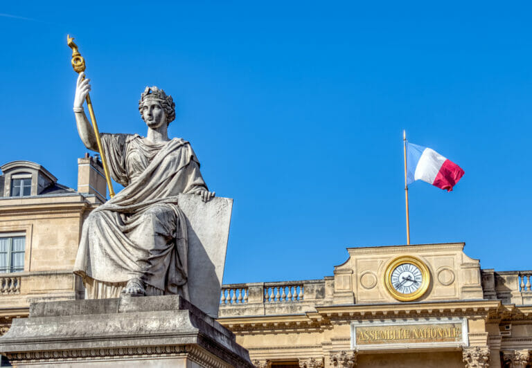 French National Assembly an Law statue in Paris