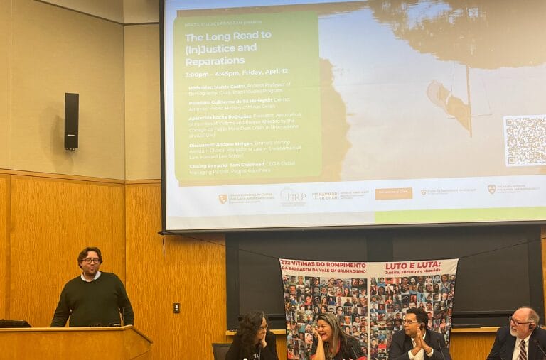 Tom Goodhead speaks about extractivism at Harvard University