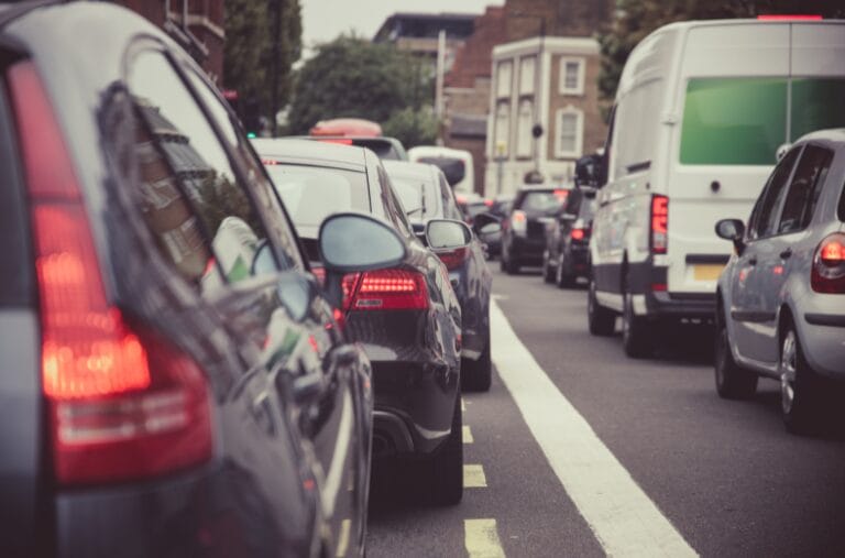 London traffic showing diesel cars
